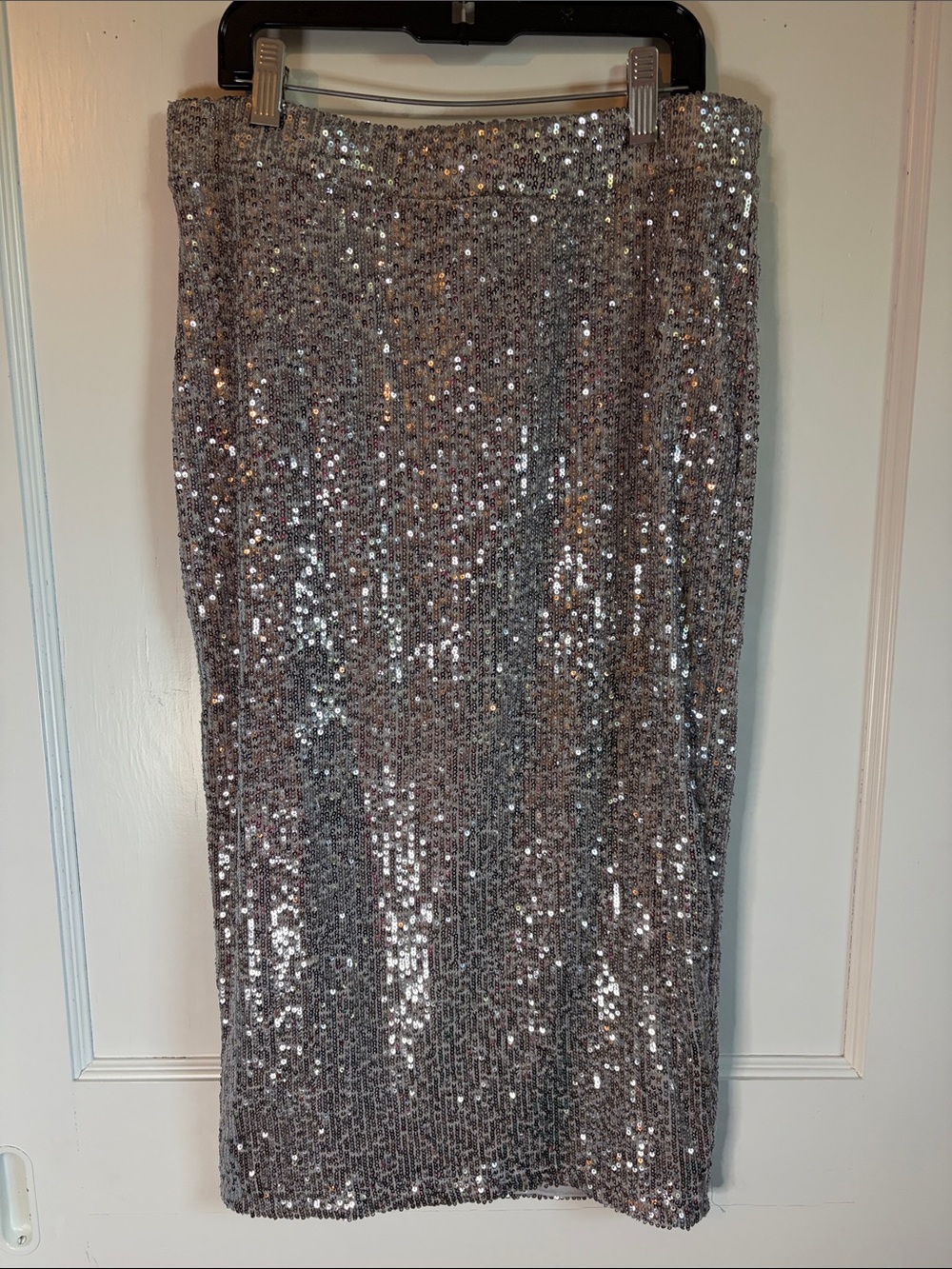 Rachel Zoe Silver Sequin Pencil Skirt